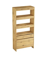 Tribesigns Modern 71" Tall Book Shelf Set of 2, Bookshelf with File Cabinet and Drawers, Oak Bookcase with Storage for Home Office, Living Room