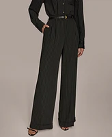 Donna Karan New York Women's Pinstripe Wide-Leg Belted Pants, Regular & Petite