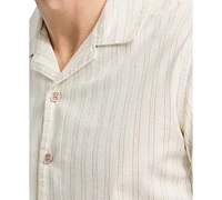 Men's Salaman Short Sleeve Striped Button-Front Camp Shirt