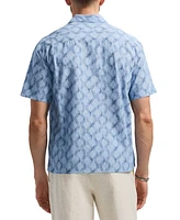 Men's Sonix Relaxed Fit Short Sleeve Wave Print Button-Front Camp Shirt