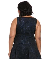 Muse Plus Metallic Floral Jacquard Top