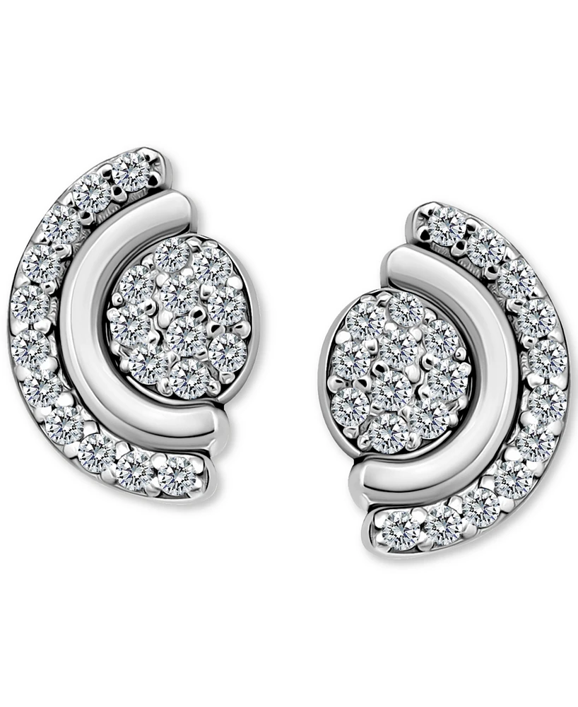 Giani Bernini Cubic Zirconia Pave Half Halo Stud Earrings Sterling Silver, Exclusively at Macy's