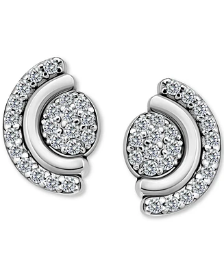 Giani Bernini Cubic Zirconia Pave Half Halo Stud Earrings Sterling Silver, Exclusively at Macy's