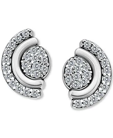 Giani Bernini Cubic Zirconia Pave Half Halo Stud Earrings Sterling Silver, Exclusively at Macy's