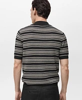 Mango Men's Striped Braided Knit Polo Shirt