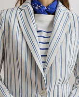 Lauren Ralph Women's Striped Linen-Blend Blazer