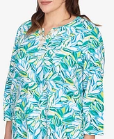 Ruby Rd. Plus Tossed Leaves Embellished Knit Top