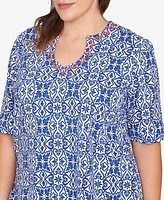 Ruby Rd. Plus Pacific Medallions Embellished Knit Top