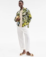 On 34th Women's Leaf-Print Crochet-Trim Shirt, Exclusively at Macy's