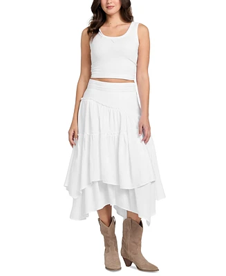 Guess Women's Tanya Denim Tiered Maxi Skirt