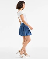 On 34th Women's Denim Bubble-Hem Mini Skirt, Exclusively at Macy's