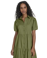 Calvin Klein Women's Cotton Tiered Midi Shirtdress