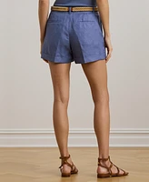 Lauren Ralph Women's Pleated Linen-Blend Twill Shorts