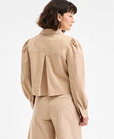 On 34th Women's Puff-Shoulder Twill Swing Jacket, Exclusively at Macy's