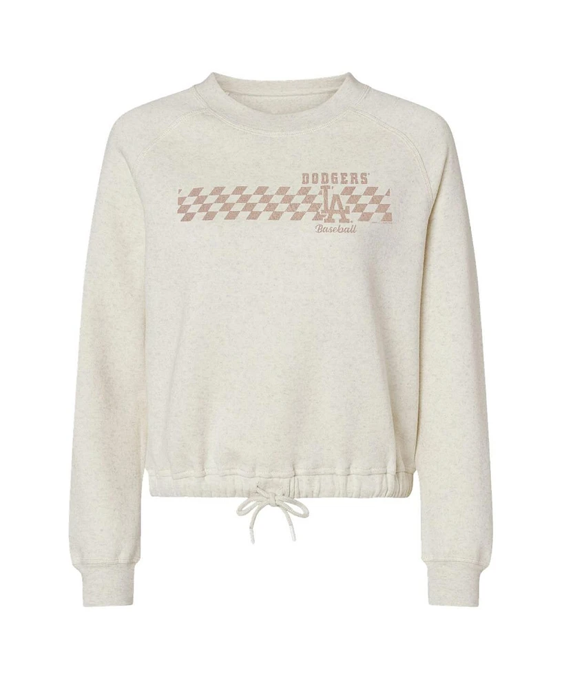 Soft as a Grape Women's Natural Los Angeles Dodgers Tonal Checkered Sweatshirt