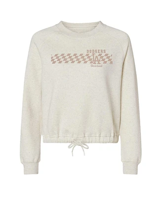 Soft as a Grape Women's Natural Los Angeles Dodgers Tonal Checkered Sweatshirt