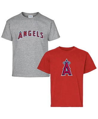 Soft as a Grape Big Boys and Girls 2-Pack Red/Gray Los Angeles Angels T-Shirt Set