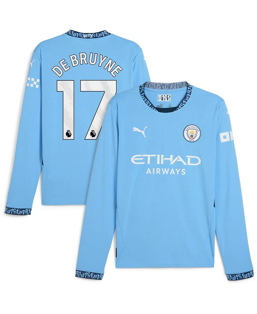 Puma Men's Kevin De Bruyne Light Blue Manchester City 2024/25 Home Replica Long Sleeve Player Jersey