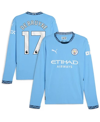 Puma Men's Kevin De Bruyne Light Blue Manchester City 2024/25 Home Replica Long Sleeve Player Jersey