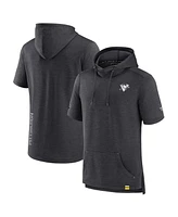 Fanatics Men's Heather Charcoal Pittsburgh Penguins Authentic Pro Short Sleeve Pullover Hoodie