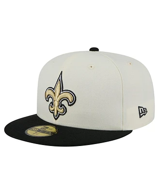 New Era Men's White/Black Orleans Saints Main 59FIFTY Fitted Hat