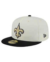 New Era Men's White/Black Orleans Saints Main 59FIFTY Fitted Hat