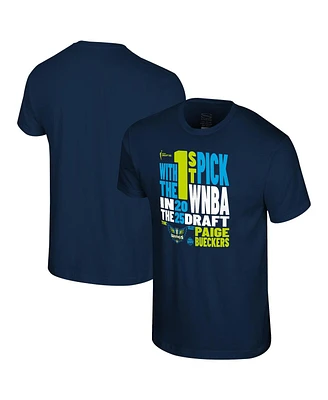 Stadium Essentials Men's and Women's Paige Bueckers Navy Dallas Wings 2025 Wnba Draft 1st Overall Pick Verbiage T-Shirt