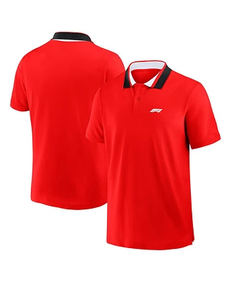 Formula 1 Men's Red Tempo Halftone Grid Badge Tipped Pique Polo Shirt