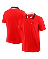 Formula 1 Men's Red Tempo Halftone Grid Badge Tipped Pique Polo Shirt
