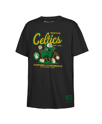 Mitchell & Ness Big Boys and Girls Black Boston Celtics Retro Mascot Script T-Shirt