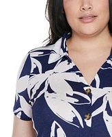 Belldini Plus Floral Button-Front Knit Top