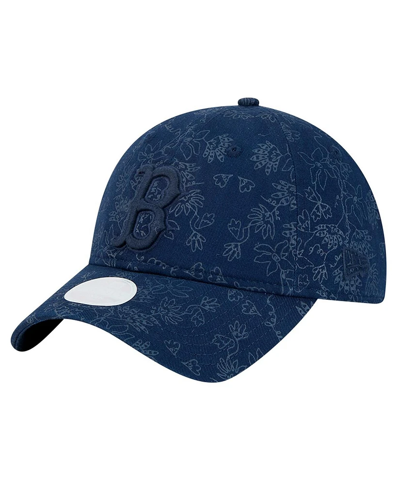 New Era Women's Navy Boston Red Sox Tonal Floral 9TWENTY Adjustable Hat