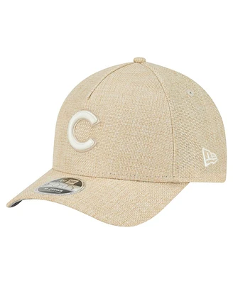 New Era Men's Beige Chicago Cubs Cotton Weave M-Crown A-Frame 9FORTY Adjustable Hat