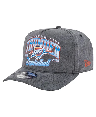 New Era Men's Charcoal Oklahoma City Thunder Throwback Washed Pre-Curved 9FIFTY Snapback Hat