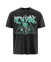 Sportiqe Men's and Women's Black New York Liberty Rock Roll Collection Angus Mineral Wash Premium T-Shirt
