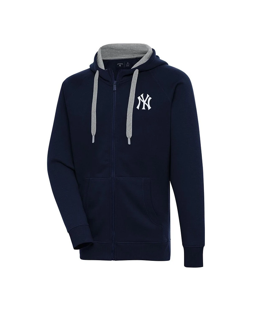Antigua Men's Navy New York Yankees Big Tall Victory Full-Zip Hoodie Jacket