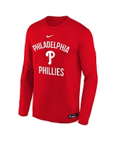 Nike Big Boys and Girls Red Philadelphia Phillies Authentic Collection Legend Performance Long Sleeve T-Shirt
