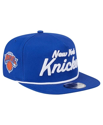 New Era Men's Blue New York Knicks Team Text Golfer Snapback Hat