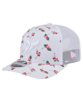 New Era Men's White Houston Texans Adventure Flamingo Pattern 9SEVENTY Stretch-Snap Hat