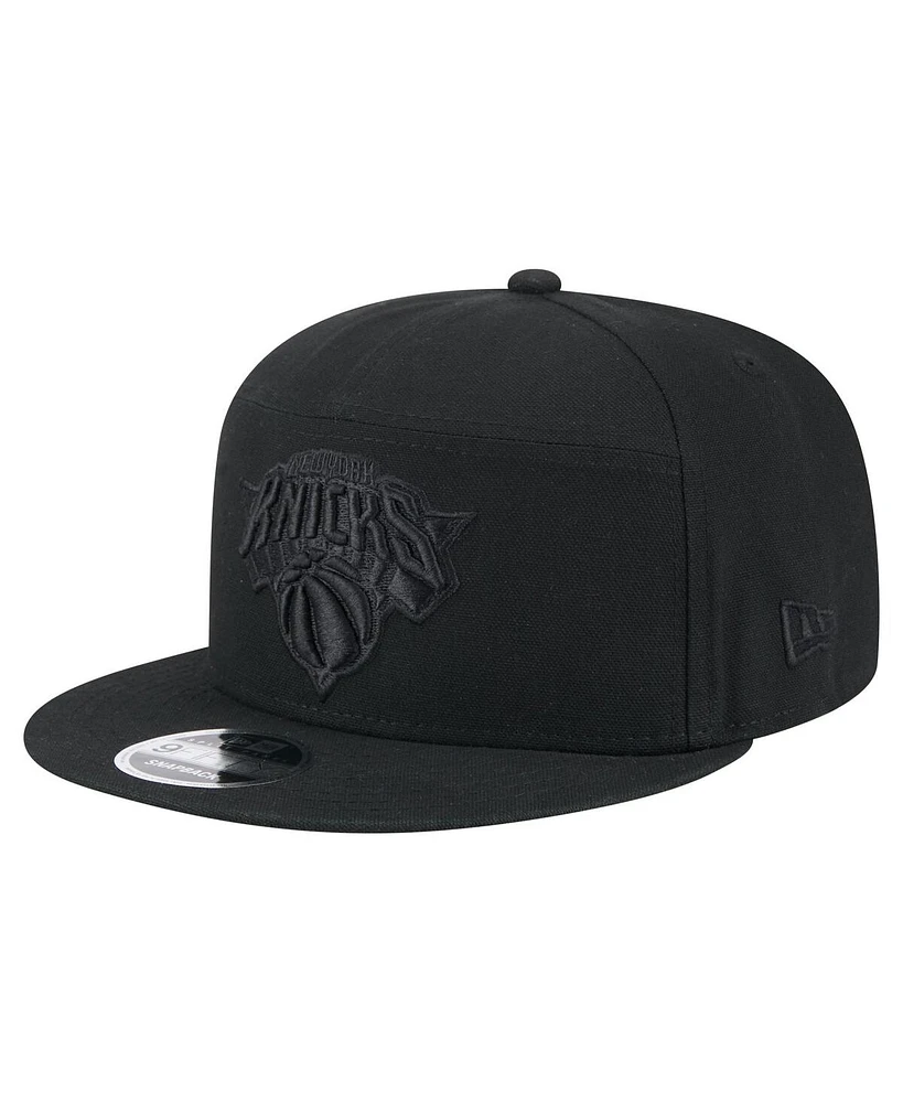 New Era Men's Black New York Knicks Adventure Canvas Split Panel 9FIFTY Snapback Hat