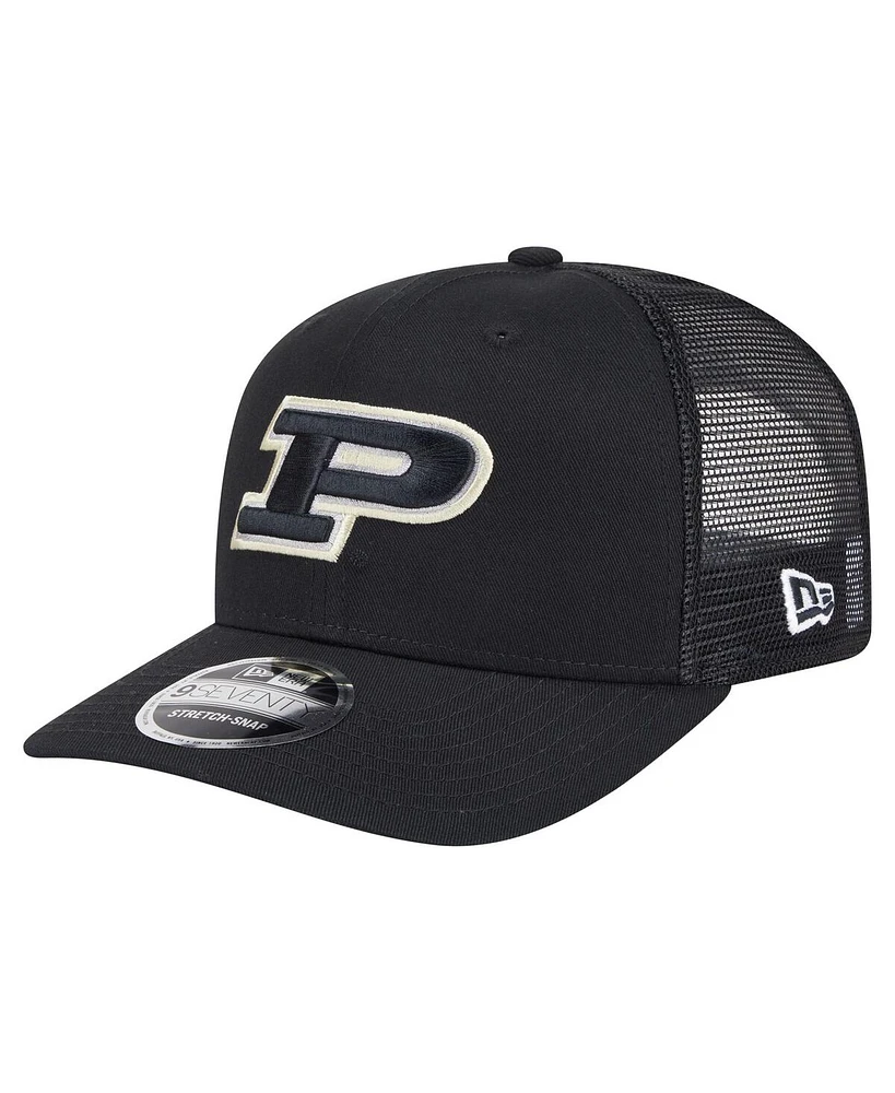 New Era Men's Black Purdue Boilermakers Primary 9SEVENTY Trucker Stretch-Snap Hat