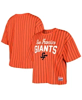 New Era Women's Orange San Francisco Giants 2025 City Connect Boxy Pinstripe T-Shirt