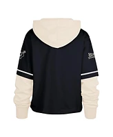 '47 Brand Women's Navy Texas Rangers City Connect Shortstop Cropped Pullover Hoodie