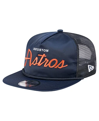 New Era Men's Navy Houston Astros Retro Satin Script Golfer Adjustable Hat
