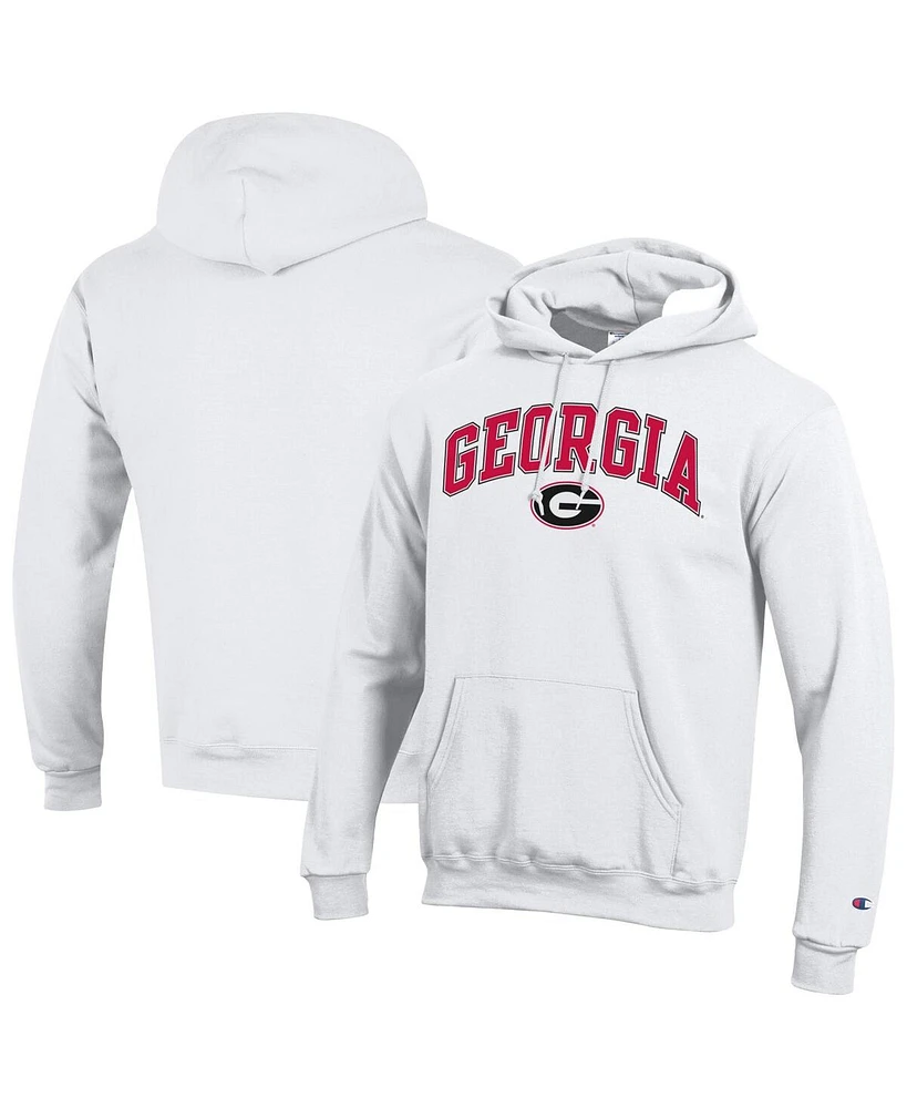 Champion Men's White Georgia Bulldogs Arched Logo Fleece Pullover Hoodie