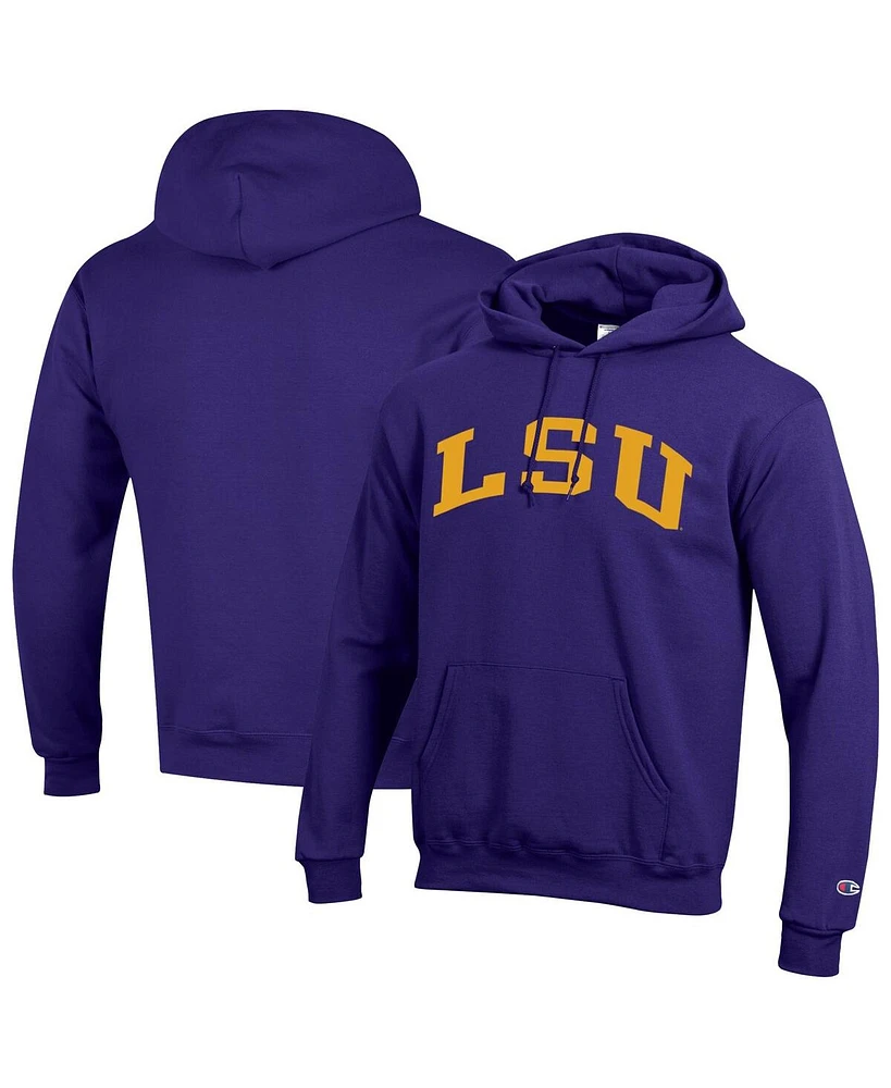 Champion Men's Purple Lsu Tigers Basic Arch Fleece Pullover Hoodie