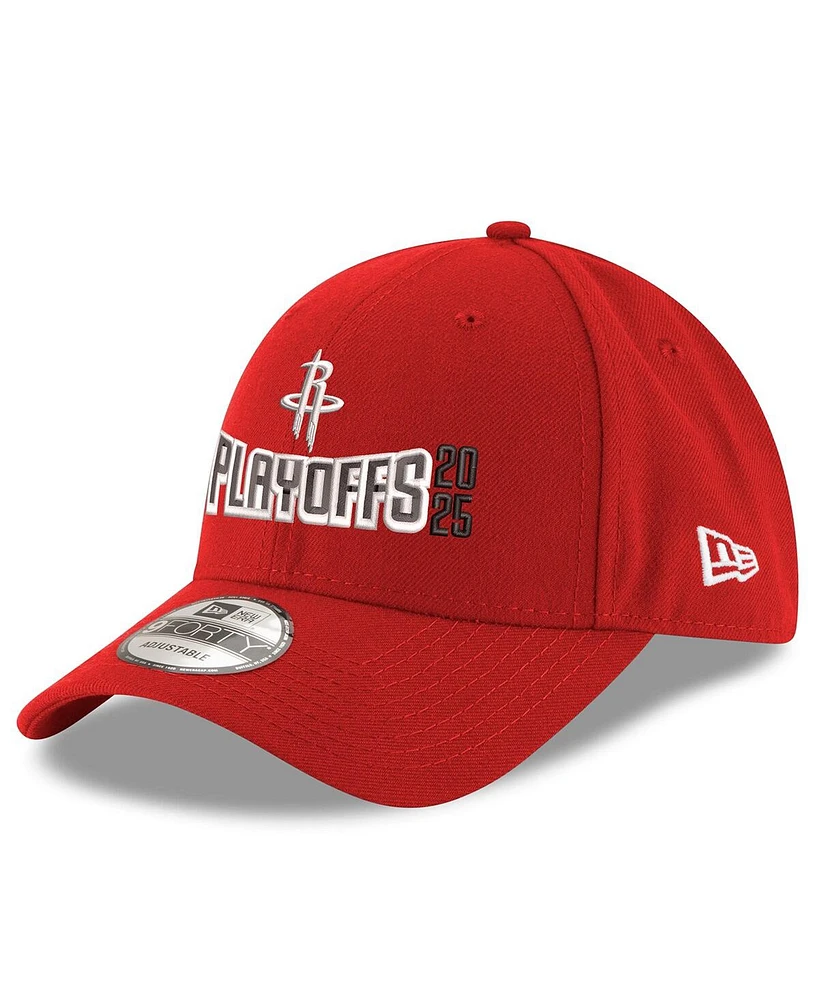 New Era Men's Red Houston Rockets 2025 Nba Playoffs 9FORTY Adjustable Hat