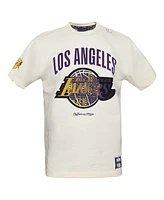 Two Hype x Nba Men's Cream Los Angeles Lakers Culture Hoops Collection Premium T-Shirt
