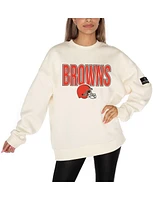 Gameday Couture Women's Cream Cleveland Browns Premium Fleece Drop Shoulder Pullover Sweatshirt