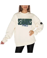 Gameday Couture Women's Cream Seattle Seahawks Premium Fleece Drop Shoulder Pullover Sweatshirt